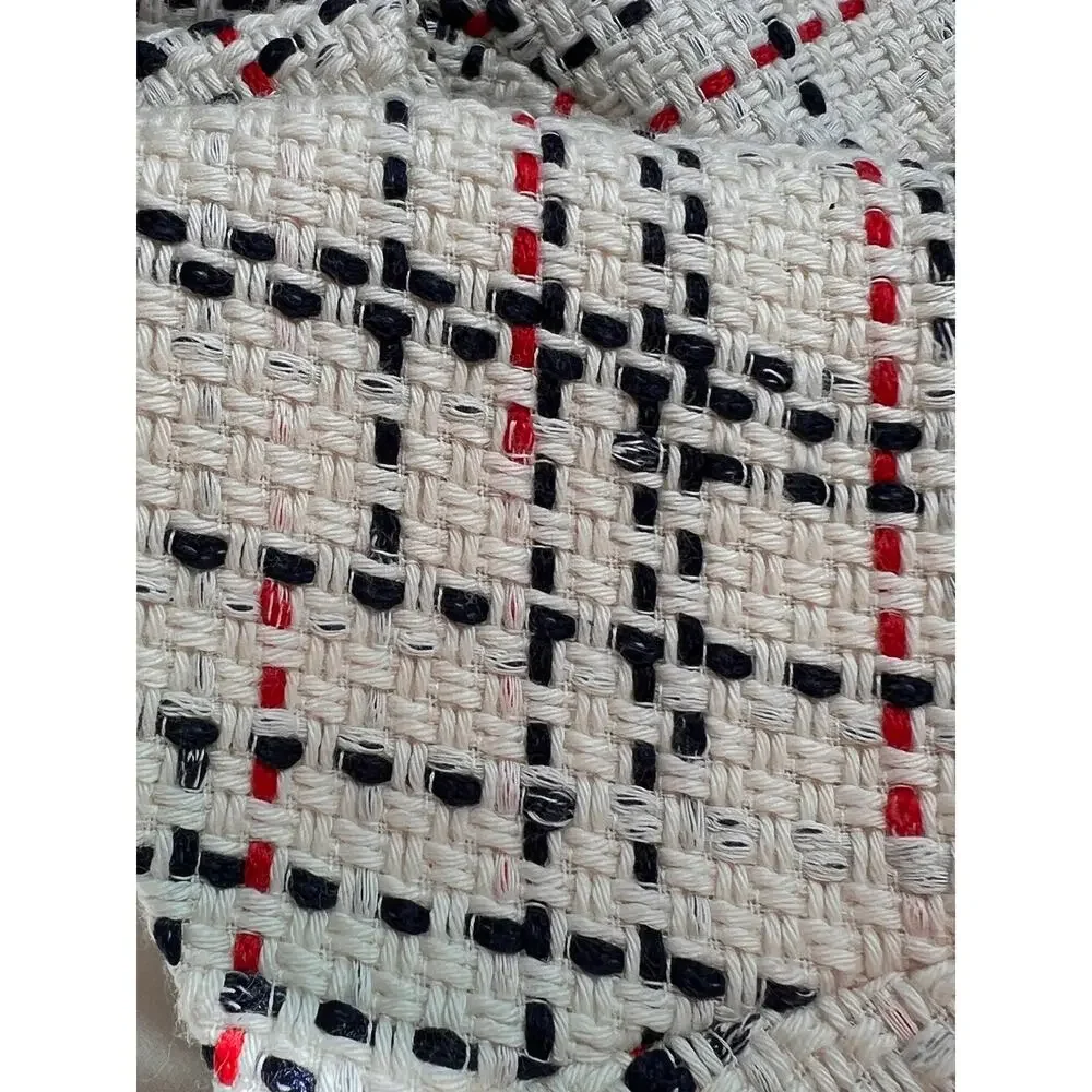 BANANA REPUBLIC WOMENS 14 TWEED CROSS FRONT DRESS CREAM RED BLUE NEW